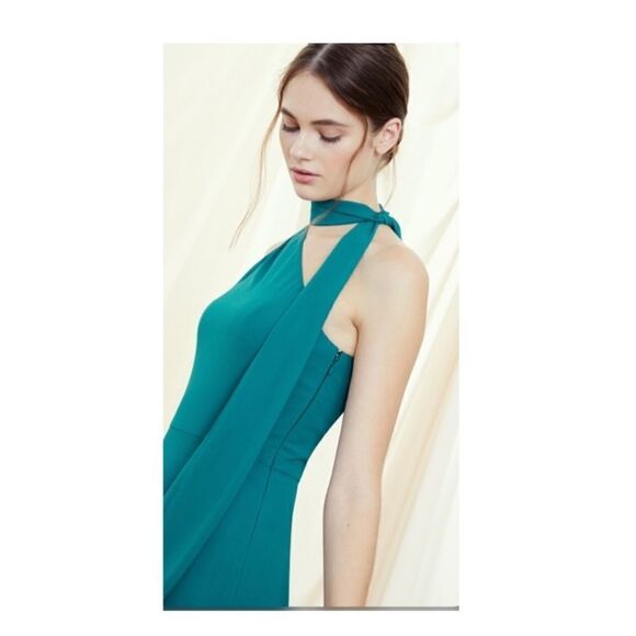 Amsale BRISA One Shoulder Scarf Maxi Gown Dress GB096F - Picture 3 of 6
